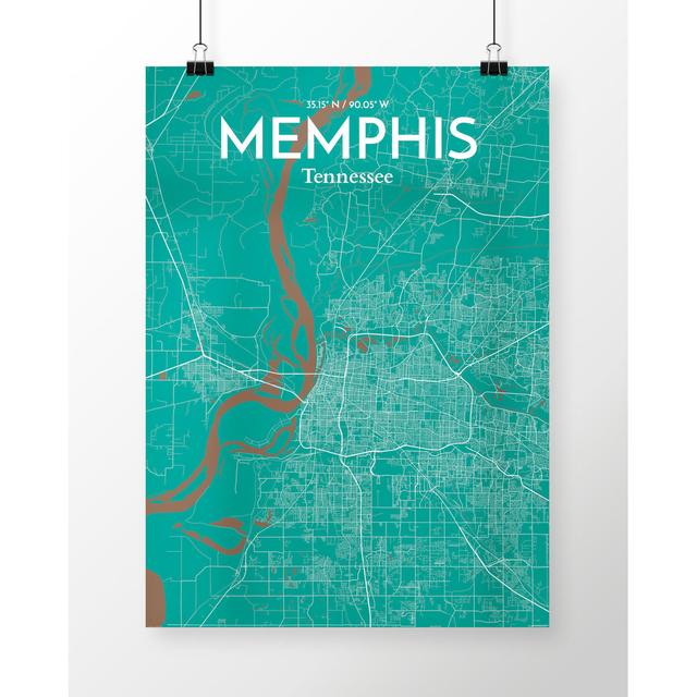 Memphis City Map - Unframed Graphic Art Print on Paper East Urban Home Size: 91.4cm H x 61cm W x 0.13cm D on Productcaster.