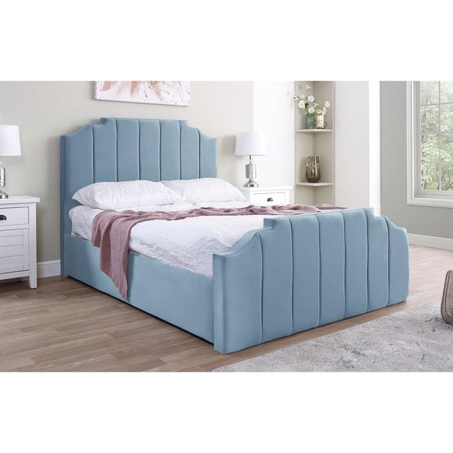 Antara Upholstered Bed Frame Rosalind Wheeler Colour: Sky Blue, Size: Super King (6') on Productcaster.