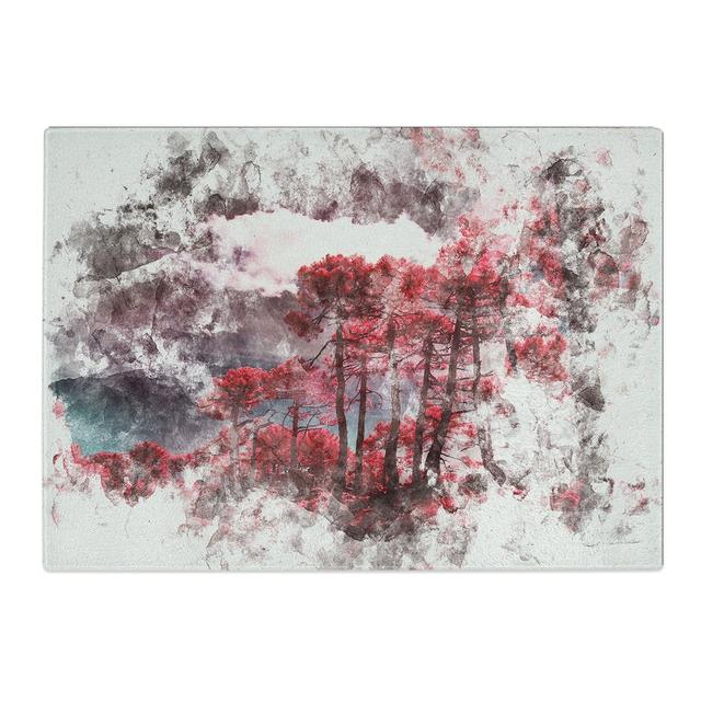 Tempered Glass Plum Forest Chopping Board East Urban Home Size: 28.5 cm x 39 cm on Productcaster.