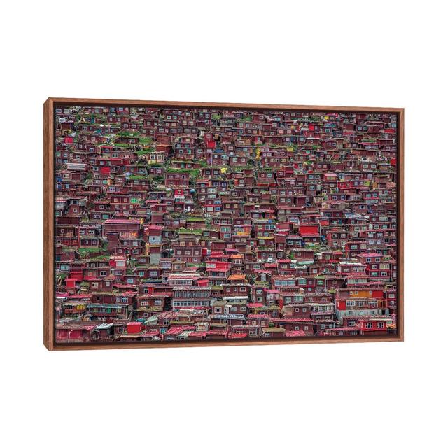 Larung Gar by Tianyu - Floater Frame Photograph on Canvas Ebern Designs Frame Colour: Brown Framed, Size: 66.04cm H x 101.6cm W x 3.81cm D on Productcaster.