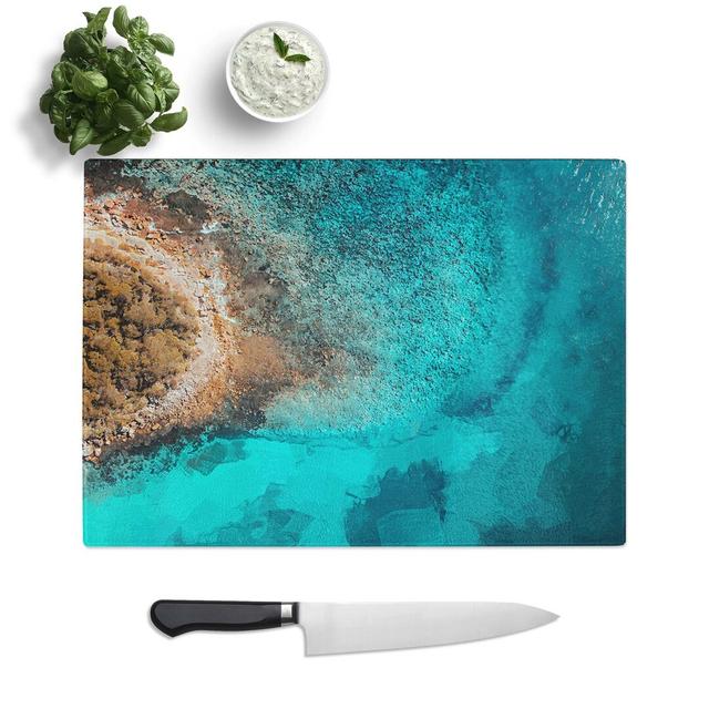 Glass Edge of The Ocean Chopping Board East Urban Home Size: 39 cm W x 28.5 cm L on Productcaster.