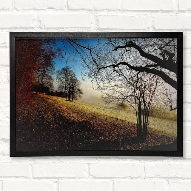 Autumn Foggy Morning - Closed Corner Frame Art Prints on Wood Latitude Run Size: 42cm H x 59.7cm W on Productcaster.