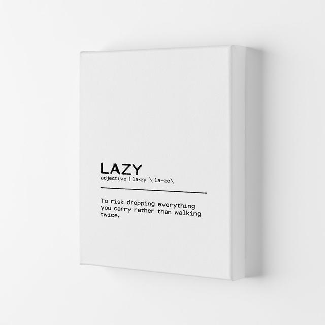 Definition Quote 'Lazy Risk' Textual Art East Urban Home Format: Wrapped Canvas, Size: 29.7cm H x 21cm W x 4cm D on Productcaster.