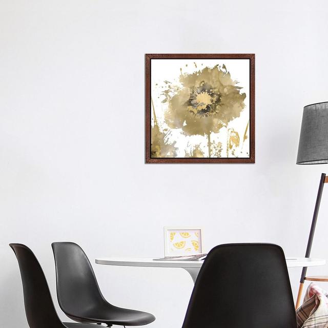 Flower Burst In Gold I by Vanessa Austin - Print on Canvas East Urban Home Size: 93.98cm H x 93.98cm W x 3.81cm D, Frame Option: Brown Framed on Productcaster.