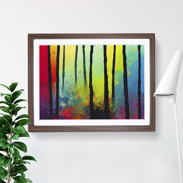 Summer Forest Paint Splatter Vol.1 Abstract - Single Picture Frame Painting Alpen Home Size: 25cm H x 34cm W x 2cm D, Frame Colour: Walnut Framed on Productcaster.