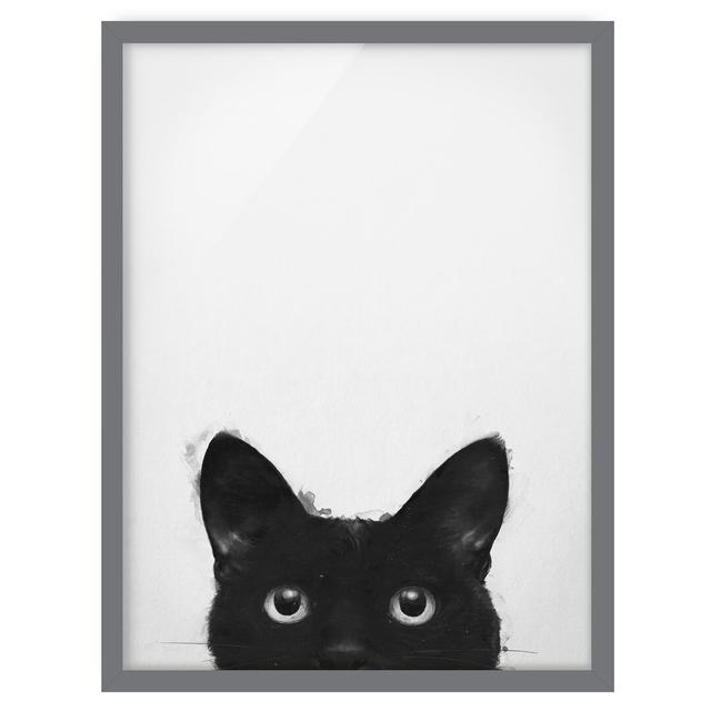 Illustration Black Cat on White - Picture Frame Graphic Art Rosalind Wheeler Frame Option: Grey Framed, Size: 70cm H x 50cm W x 2cm D on Productcaster.