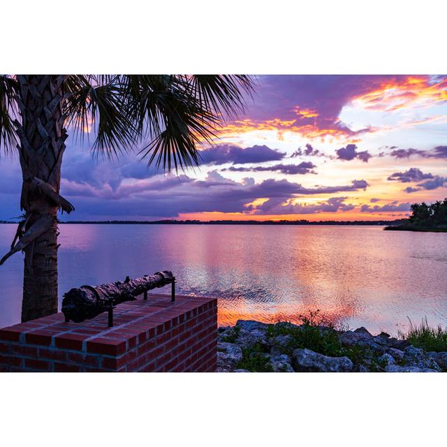 The Sun Sets Over Lake Dora by VisionsbyAtlee - No Frame Print on Canvas Beachcrest Home Size: 81cm H x 122cm W on Productcaster.