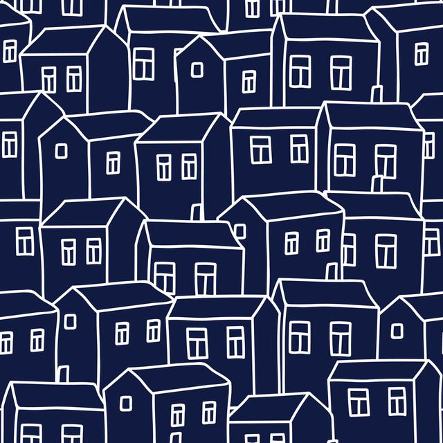 Houses Background by alla_snesar - Wrapped Canvas Graphic Art Rosalind Wheeler Size: 30cm H x 30cm W x 3.8cm D on Productcaster.