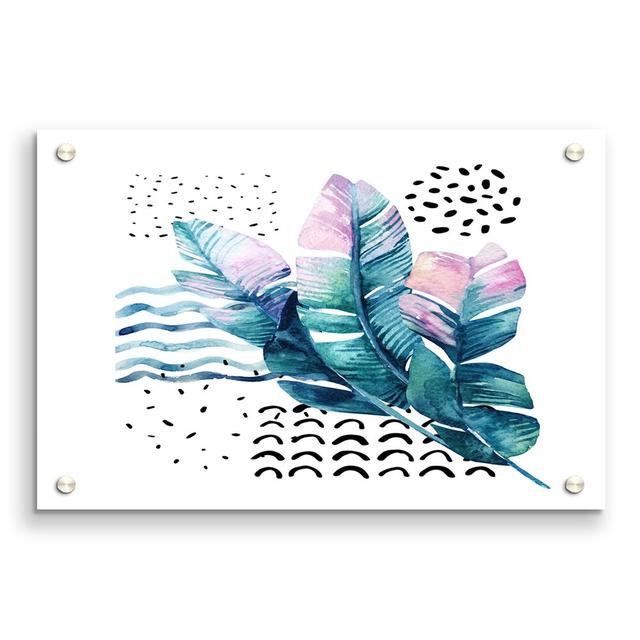 Green Leaves and Shapes Modern - Unframed Graphic Art Print on Acrylic East Urban Home Size: 59.4cm H x 84.1cm W on Productcaster.