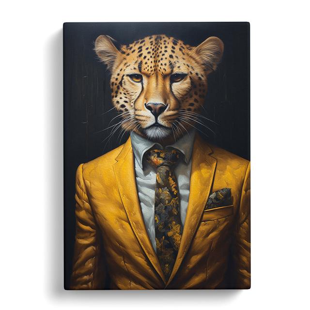 Cheetah in a Suit Painting No.2 Happy Larry Size: 50cm H x 35cm W x 3cm D on Productcaster.