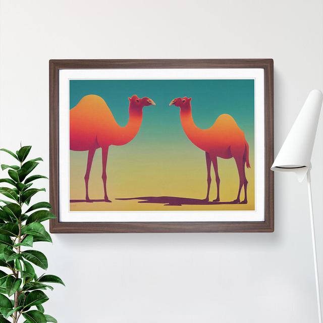 Two Camels - Picture Frame Graphic Art Natur Pur Size: 34cm H x 46cm W x 2cm D, Frame Colour: Walnut Framed on Productcaster.