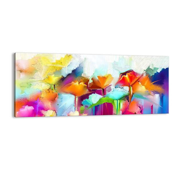 'The Rainbow Bloomed' - Wrapped Canvas Painting Print Ebern Designs Size: 50cm H x 120cm W x 1.8cm D on Productcaster.