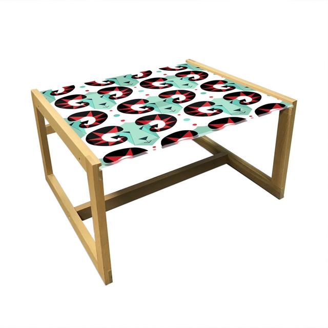 Modern Coffee Table, Quirky Goat Heads With Horns Nature Eastern Astrology, Acrylic Glass Center Table With Wooden Frame For Offices Dorms Seafoam Ver on Productcaster.