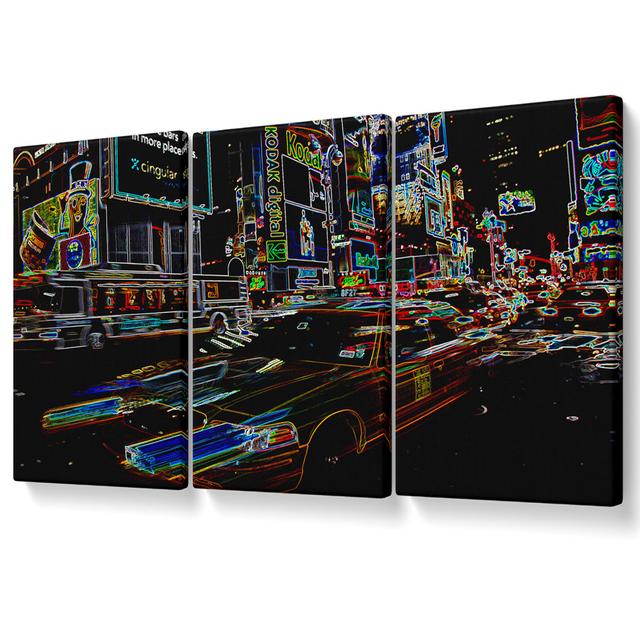 NYC Taxi Psychedelic Canvas 3 Panel Set Ivy Bronx Size: 101.6cm H x 203cm W on Productcaster.