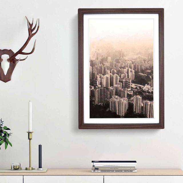 Hong Kong Skyline Abstract Art - Picture Frame Graphic Art Print East Urban Home Size: 87cm H x 62cm W x 2cm D, Frame Option: Walnut Framed on Productcaster.