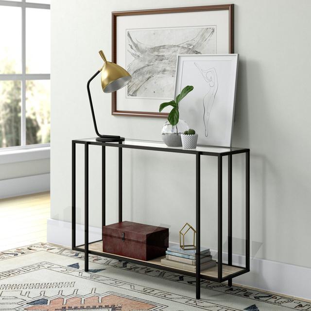 Console Table Blue Elephant Colour (Table Base): Blackened Bronze/Limed Oak, Size: 76.2cm H x 106.7cm W x 30.5cm D on Productcaster.