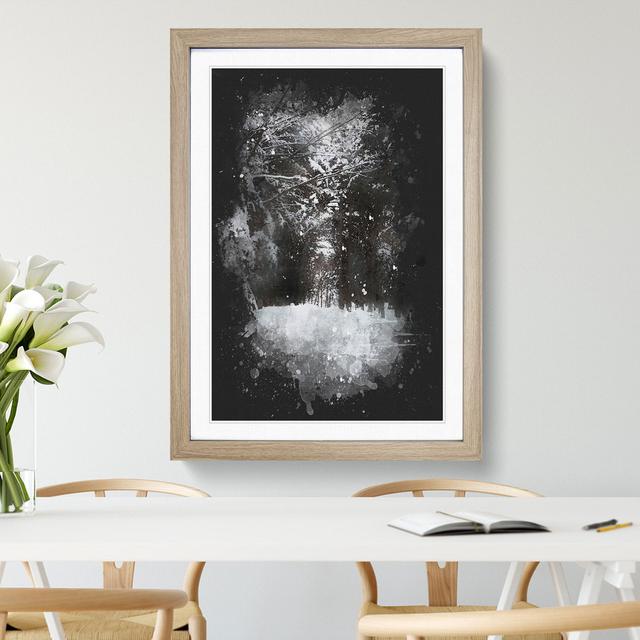 Road Through the Winter Forest Paint Splash - Picture Frame Graphic Art East Urban Home Size: 90cm H x 65cm W x 2cm D, Frame Option: Oak Framed on Productcaster.