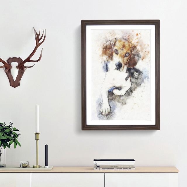 Beagle Dog in Abstract - Picture Frame Graphic Art Print East Urban Home Frame Option: Walnut Framed, Size: 65cm H x 48cm W x 2cm D on Productcaster.