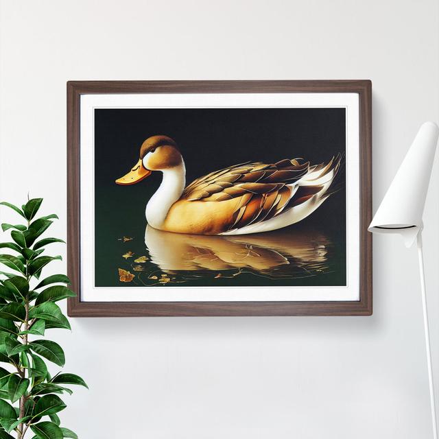 Enticing Duck - Single Picture Frame Painting Marlow Home Co. Frame Colour: Walnut , Size: 46cm H x 64cm W x 2cm D on Productcaster.