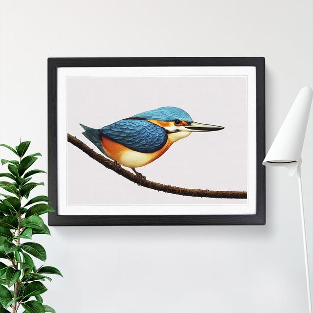 Dreamy Kingfisher Bird - Picture Frame Painting Marlow Home Co. Size: 34cm H x 46cm W x 2cm D, Frame Colour: Black on Productcaster.