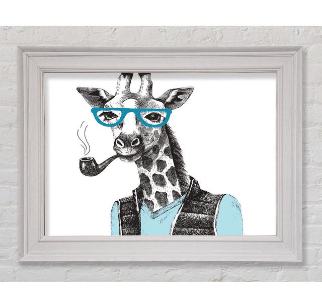 The Giraffe With Glasses Framed Print Happy Larry Size: 42cm H x 59.7cm W x 8cm D on Productcaster.