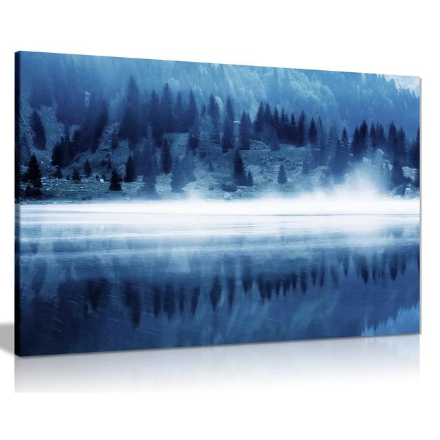 Blue Wall Art Glacial Lake Canvas Wall Art Picture Print Panther Print Size: 61cm H x 91cm W on Productcaster.