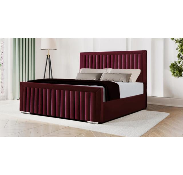 Miyon Upholstered Standard Bed Ebern Designs Colour: Burgundy, Size: Super King (6') on Productcaster.