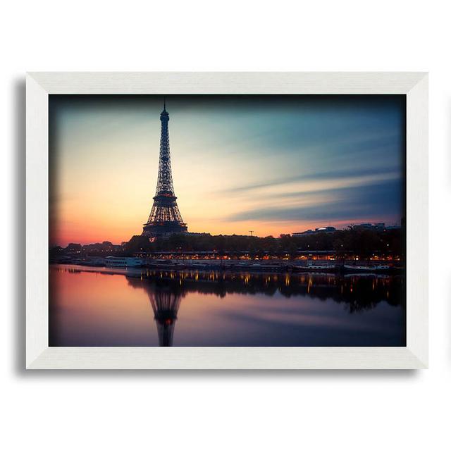 Eiffel Tower over the River Seine 4 Brayden Studio Size: 42cm H x 59.7cm W x 10cm D, Format: White Framed Paper on Productcaster.