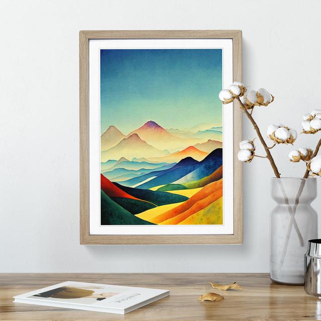 Colourful Mountain Landscape No.1 - Picture Frame Graphic Art Alpen Home Size: 46cm H x 34cm W x 2cm D, Frame Colour: Oak on Productcaster.