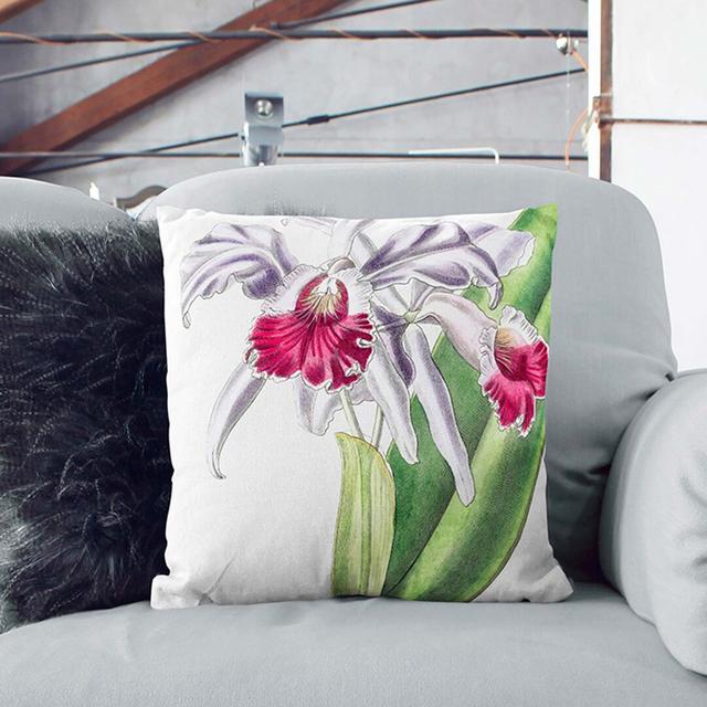 Crimson-Lipped Cattleya Flowers Cushion with Filling East Urban Home Size: 40cm H x 40cm W x 15cm D on Productcaster.