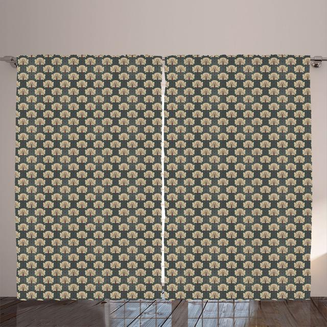 Rustic curtain, Art Nouveau poppies, tan gray Vermilion ColorD Shower Curtain on Productcaster.