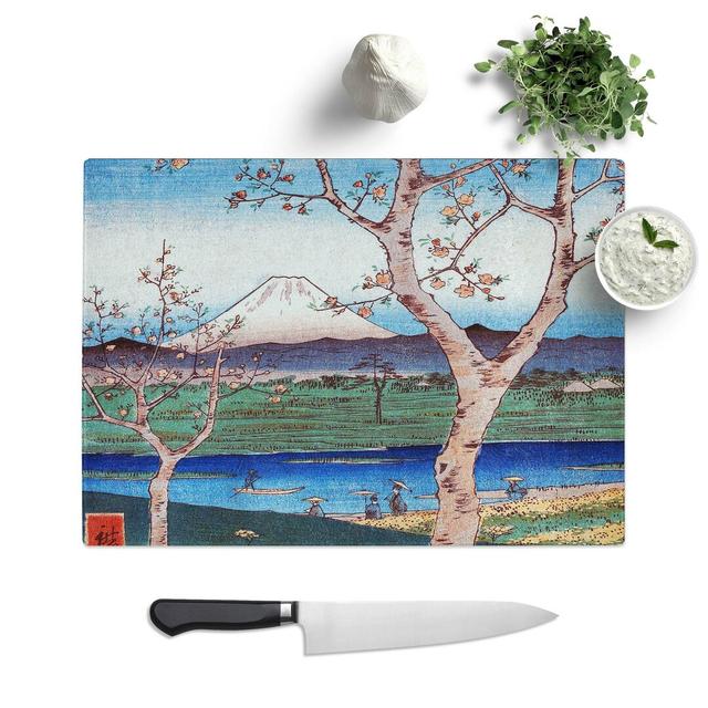 Tempered Glass View of Mount Fuji by Utagawa Hiroshige Chopping Board East Urban Home Size: 39 cm W x 28.5 cm L on Productcaster.