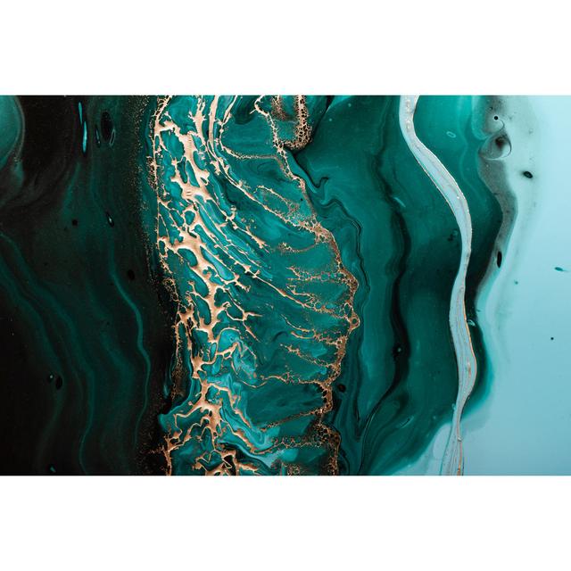 Dark Green Waves In Abstract Ocean by Colnihko - Wrapped Canvas Painting Fairmont Park Size: 81cm H x 122cm W on Productcaster.