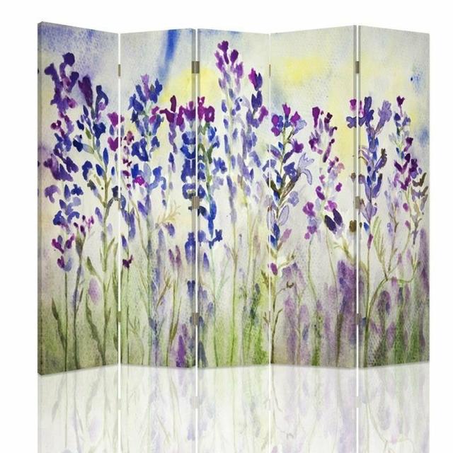 Painted Flowers Canvas 5 Panel Room Divider Fleur De Lis Living on Productcaster.