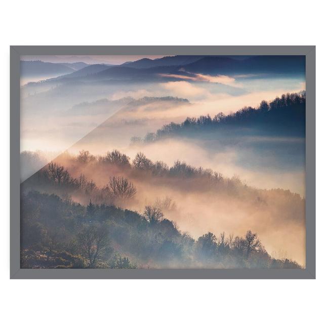 Fog at Sunset - Picture Frame Photograph Union Rustic Size: 70cm H x 100cm W x 2cm D, Frame Option: Grey Framed on Productcaster.