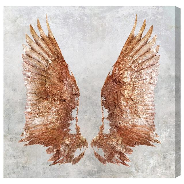 'Rose Gold Wings' Graphic Art Print on Canvas East Urban Home Size: 30.5cm H x 30.5cm W on Productcaster.