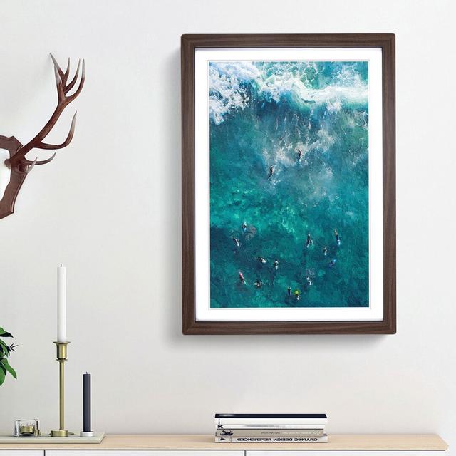 Surfers in Australia - Picture Frame Graphic Art Print East Urban Home Frame Option: Walnut Framed, Size: 36cm H x 27cm W x 2cm D on Productcaster.