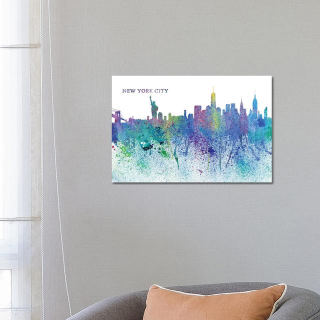 New York City Skyline Silhouette Impressionistic Splash by Markus & Martina Bleichner - Wrapped Canvas Gallery-Wrapped Canvas Giclée Latitude Run Size on Productcaster.