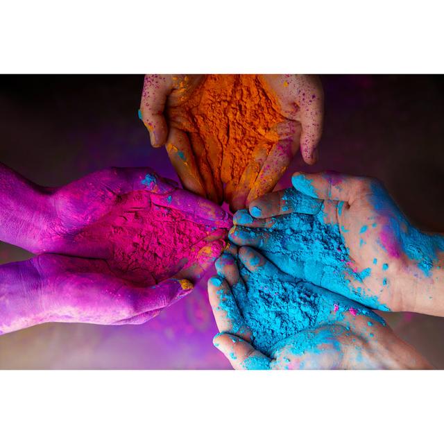 Hands With Holi Powder by Lightfieldstudios - Wrapped Canvas Print Ebern Designs Size: 81cm H x 122cm W on Productcaster.