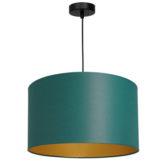 Latwanna 1-Light Drum Chandelier Latitude Run Size: 110cm H x 75cm W x 75cm D, Base Finish: Black, Shade Colour: Green/Gold on Productcaster.