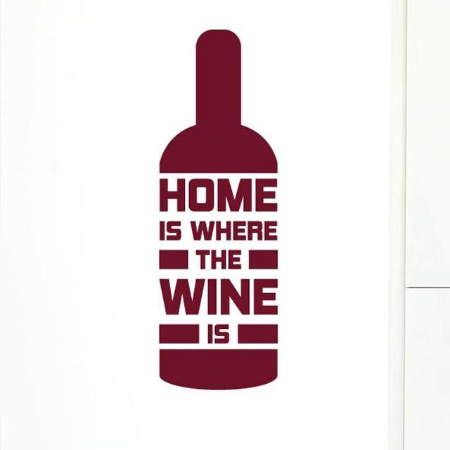 Home Is Where The Wine Is Wine Bottle Wall Sticker 17 Stories Colour: Shiny Silver, Size: Large on Productcaster.