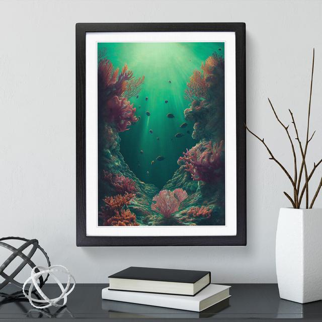 Fish By The Coral House of Hampton Frame Colour: Black, Size: 46cm H x 34cm W on Productcaster.