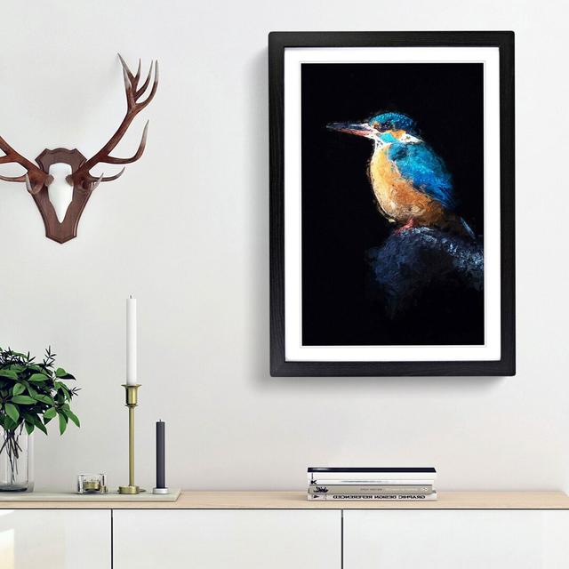 Kingfisher Bird in Abstract - Picture Frame Painting Print on MDF East Urban Home Frame Option: Black Framed, Size: 65cm H x 48cm W x 2cm D on Productcaster.