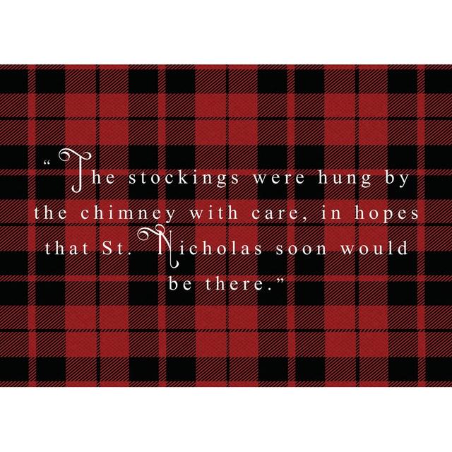 Plaid Stockings Hung - Wrapped Canvas Typography Happy Larry Size: 30cm H x 46cm W on Productcaster.