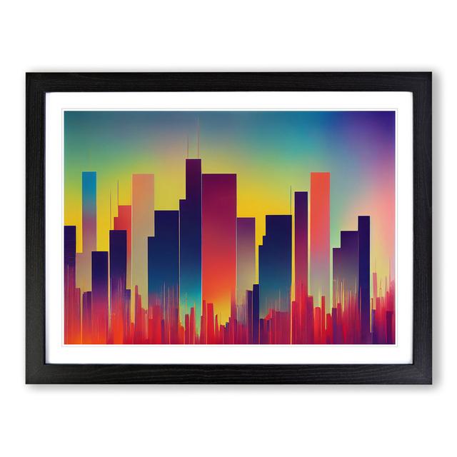 Snazzy Skyscraper Skyline Abstract - Picture Frame Graphic Art 17 Stories Frame Colour: Black, Size: 34cm H x 46cm W x 2cm D on Productcaster.