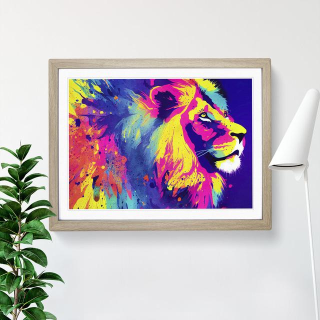 Splashed Lion Vol.5 Abstract - Single Picture Frame Painting World Menagerie Frame Colour: Oak Framed, Size: 34cm H x 46cm W x 2cm D on Productcaster.