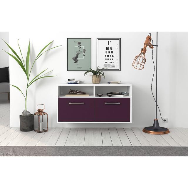 Oniskey TV stand, color: black/white, flying/metal handles, size: 92 x 49 x 35cm 17 Stories Colour: Purple/White on Productcaster.