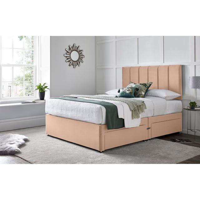 Stockbridge Divan Bed with 24" Headboard on Struts Wayfair Sleep Colour: Mink, Storage Type: 2 Side Drawers, Size: Double (4'6) on Productcaster.