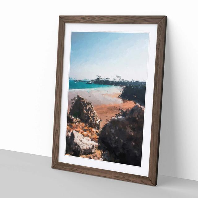 Tolcarne Beach in Newquay in Abstract - Picture Frame Graphic Art Print East Urban Home Frame Option: Walnut, Size: 60cm H x 40cm W x 2cm D on Productcaster.