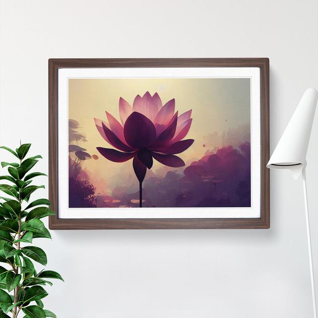 Soulful Lotus Flower - Picture Frame Graphic Art World Menagerie Size: 34cm H x 46cm W x 2cm D, Frame Colour: Walnut on Productcaster.